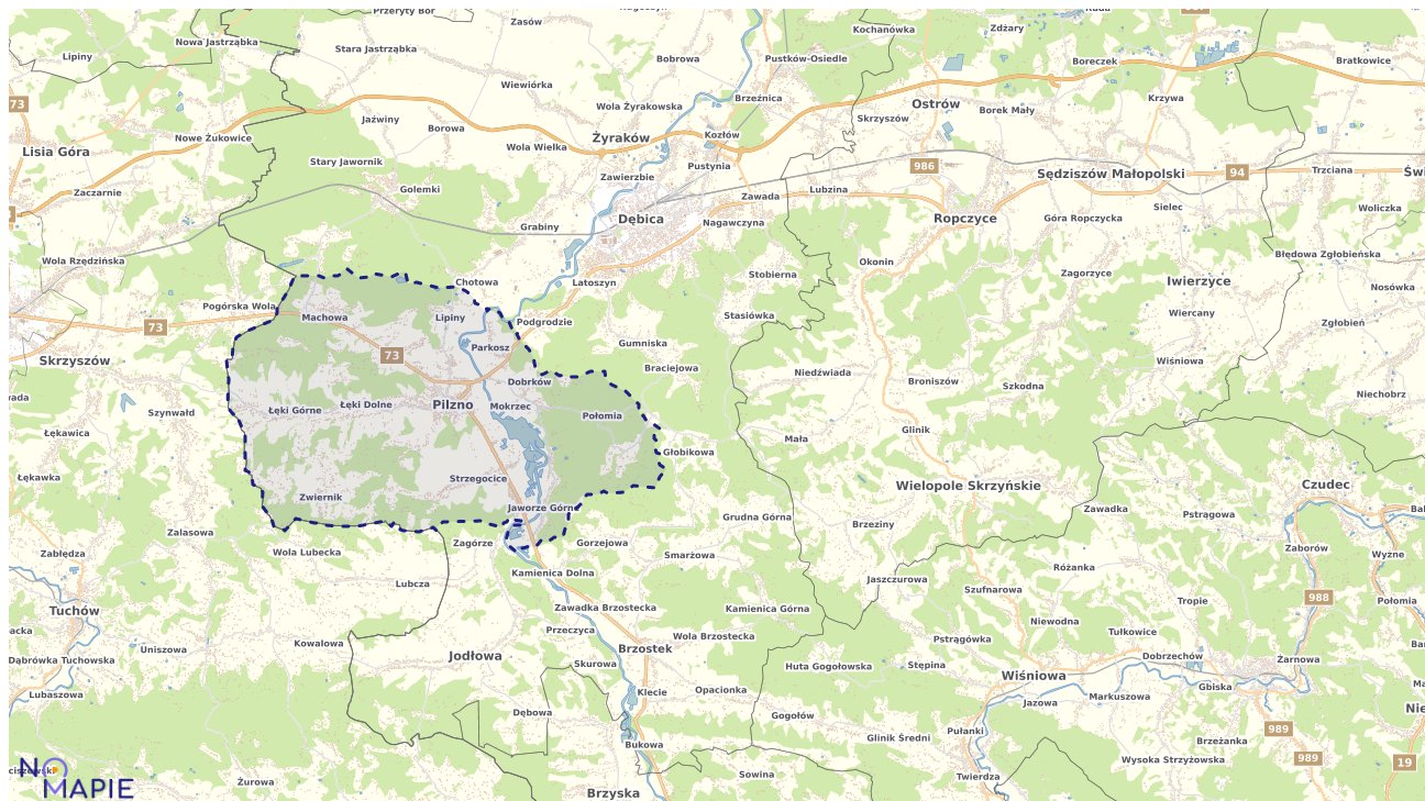 Mapa obszarów ochrony przyrody Pilzna